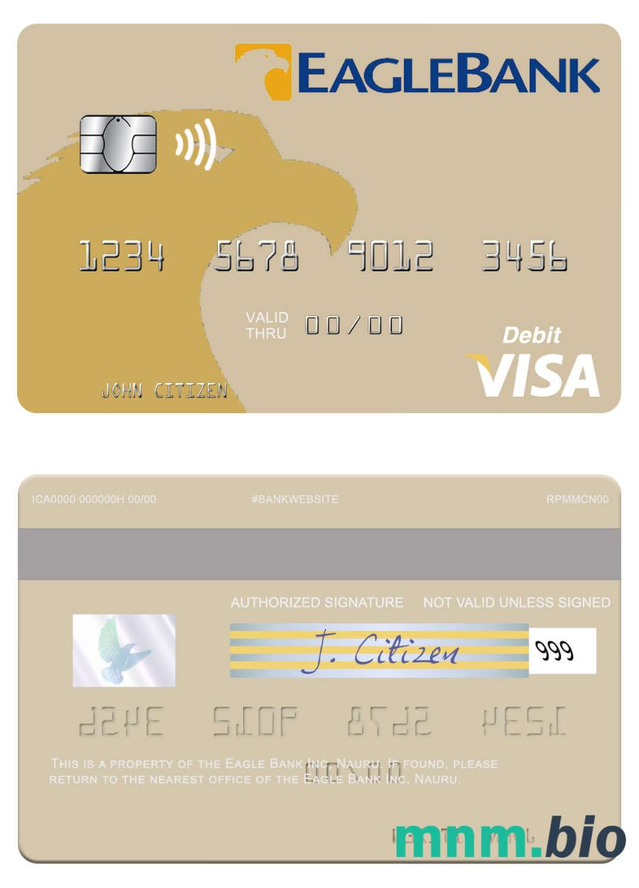 Nauru Eagle Bank Inc visa debet karta przykład w formacie PSD